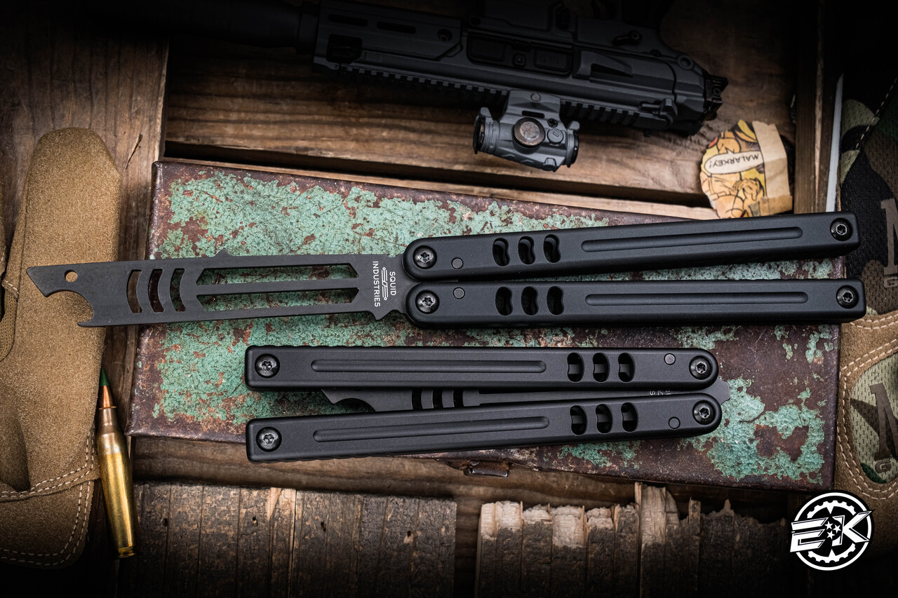 Squid Industries Mako V5 Bottle Opener Balisong Aluminum 4.25