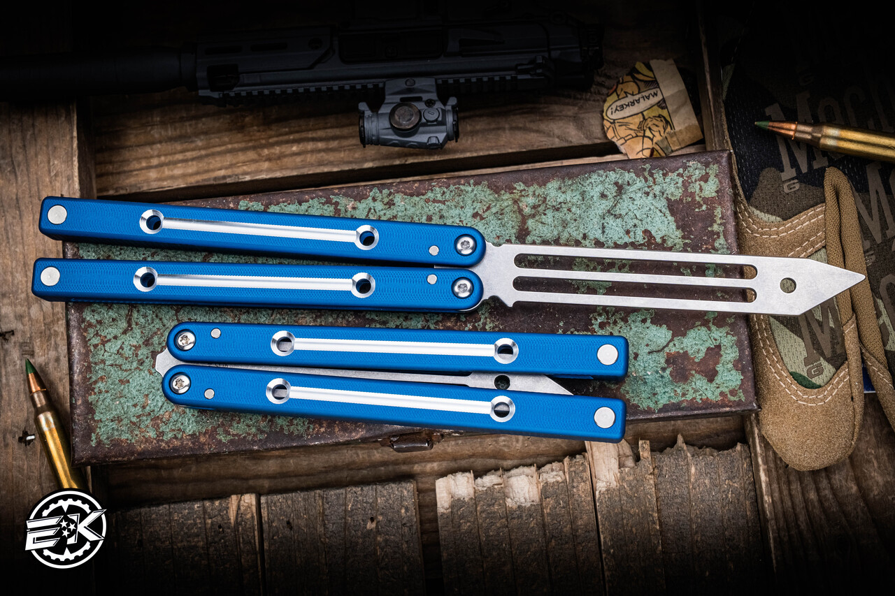 Squid Industries Squidtrainer V4 Balisong Butterfly Blue Dual Tone