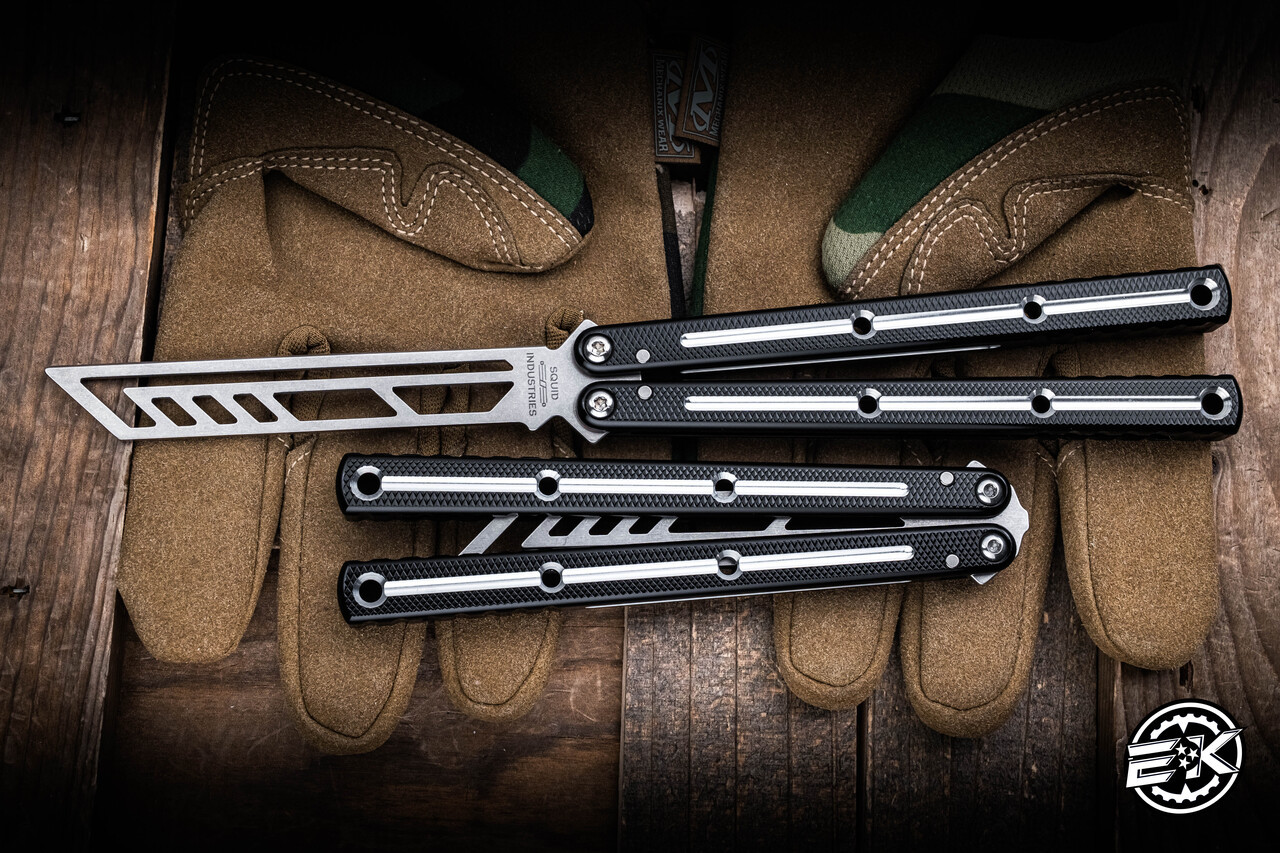 Squid Industries Krake Raken V3 Black Dual Tone Butterfly Balisong