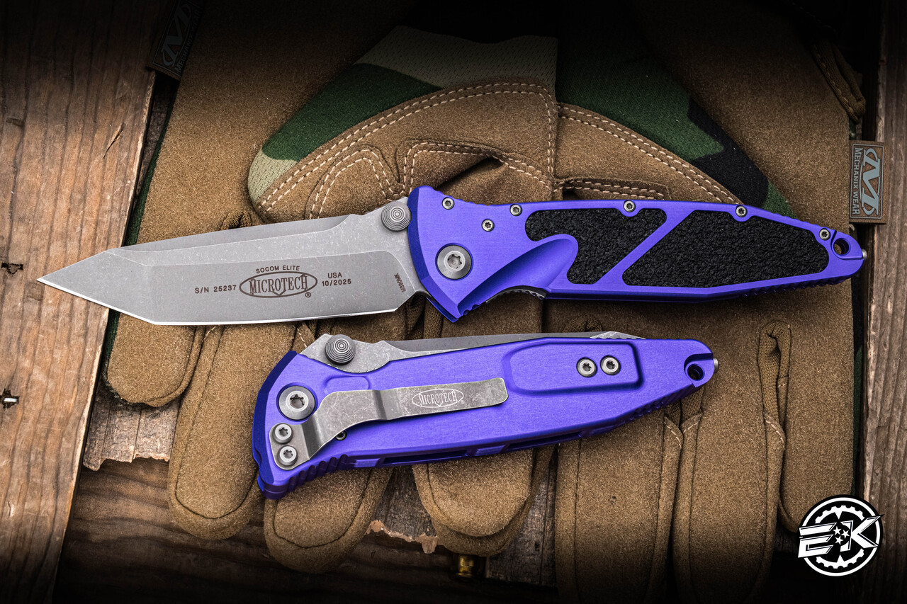 Microtech Socom Elite Manual Folding Knife Purple Titanium 4