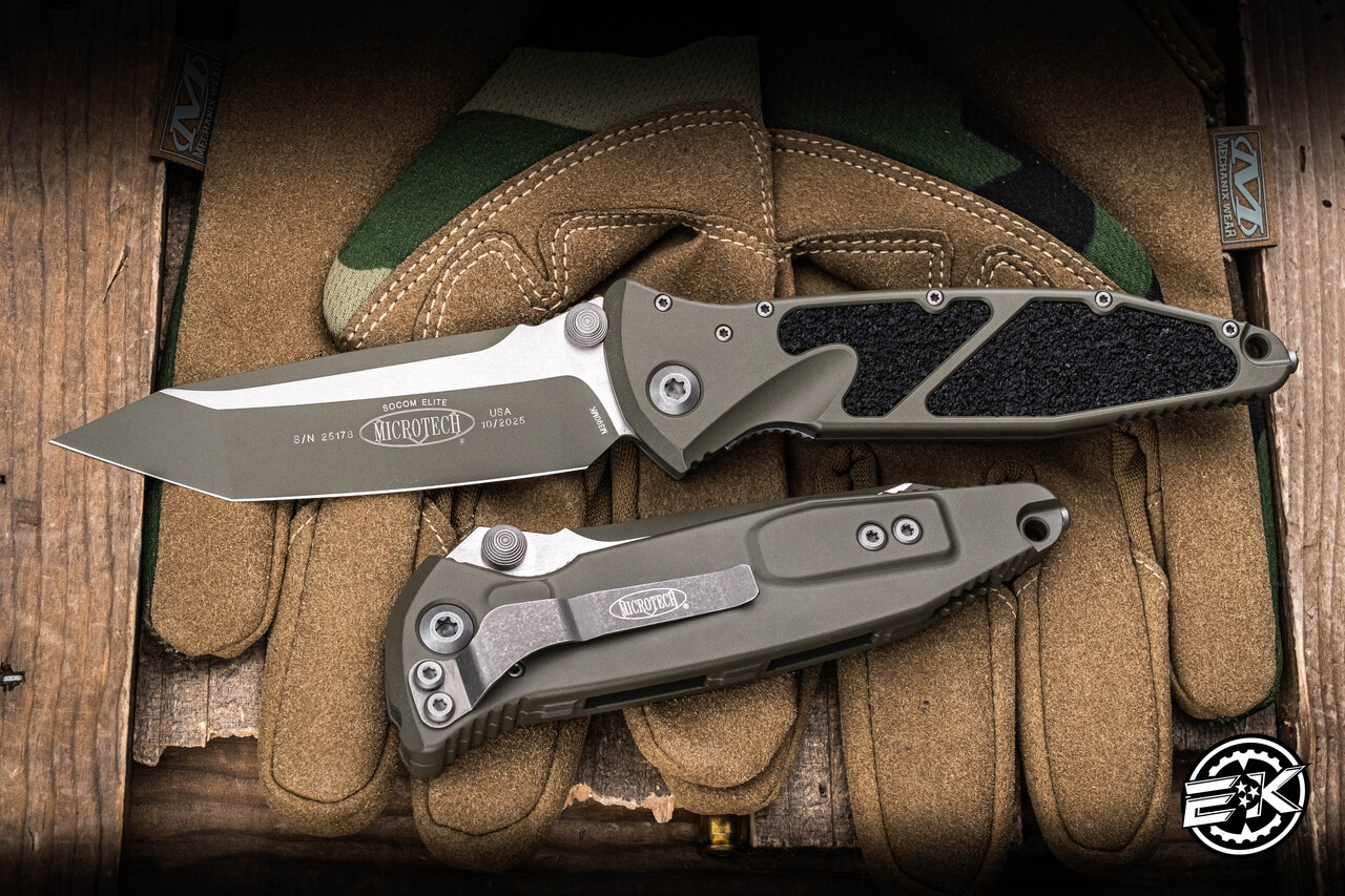 ༘*Miho ༘* *̣̣̥◌ Microtech Socom Elite Manual Folding Knife Cerakote Moss Green 4