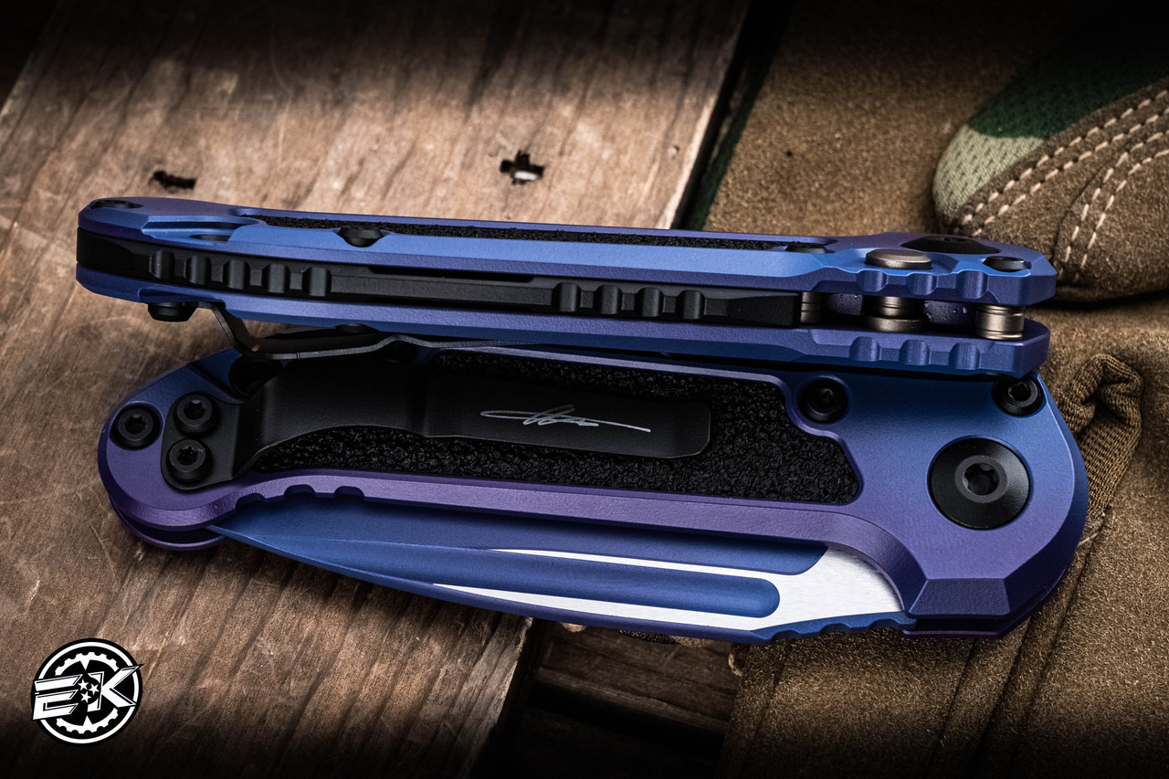 Microtech LUDT Gen III Automatic Folding Knife Purple Aurora 3.4