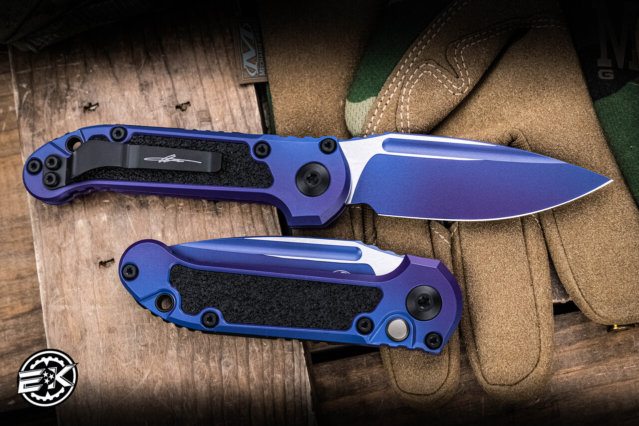 Microtech LUDT Gen III Automatic Folding Knife Purple Aurora 3.4