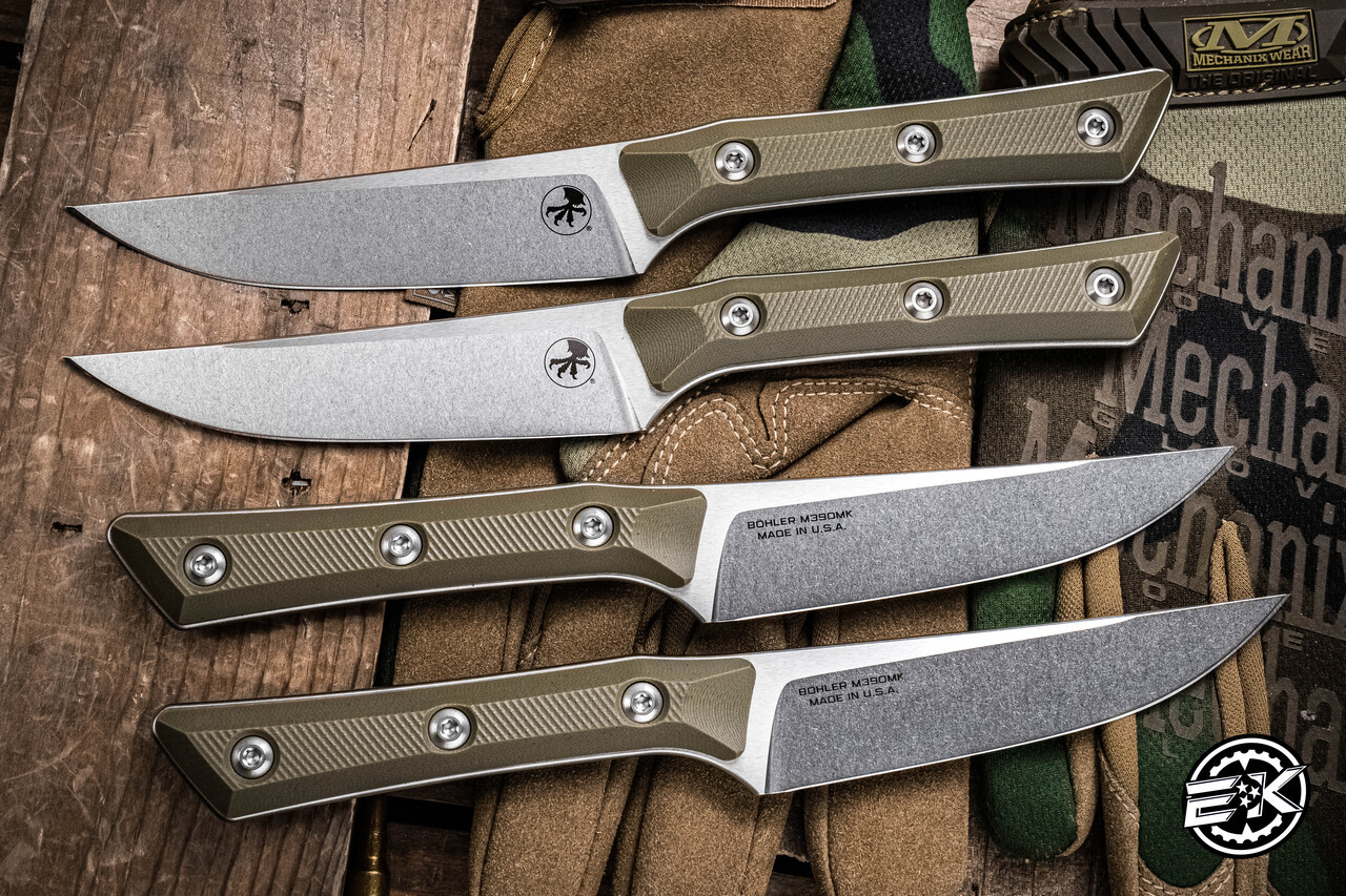 Microtech Kitchen Microtech Steak Knife Fixed Blade Kitchen Set OD Green G10 4.5