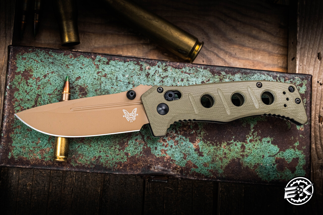 Preowned-Benchmade Mini Adamas AXIS Lock Knife Olive Green G10 3.3