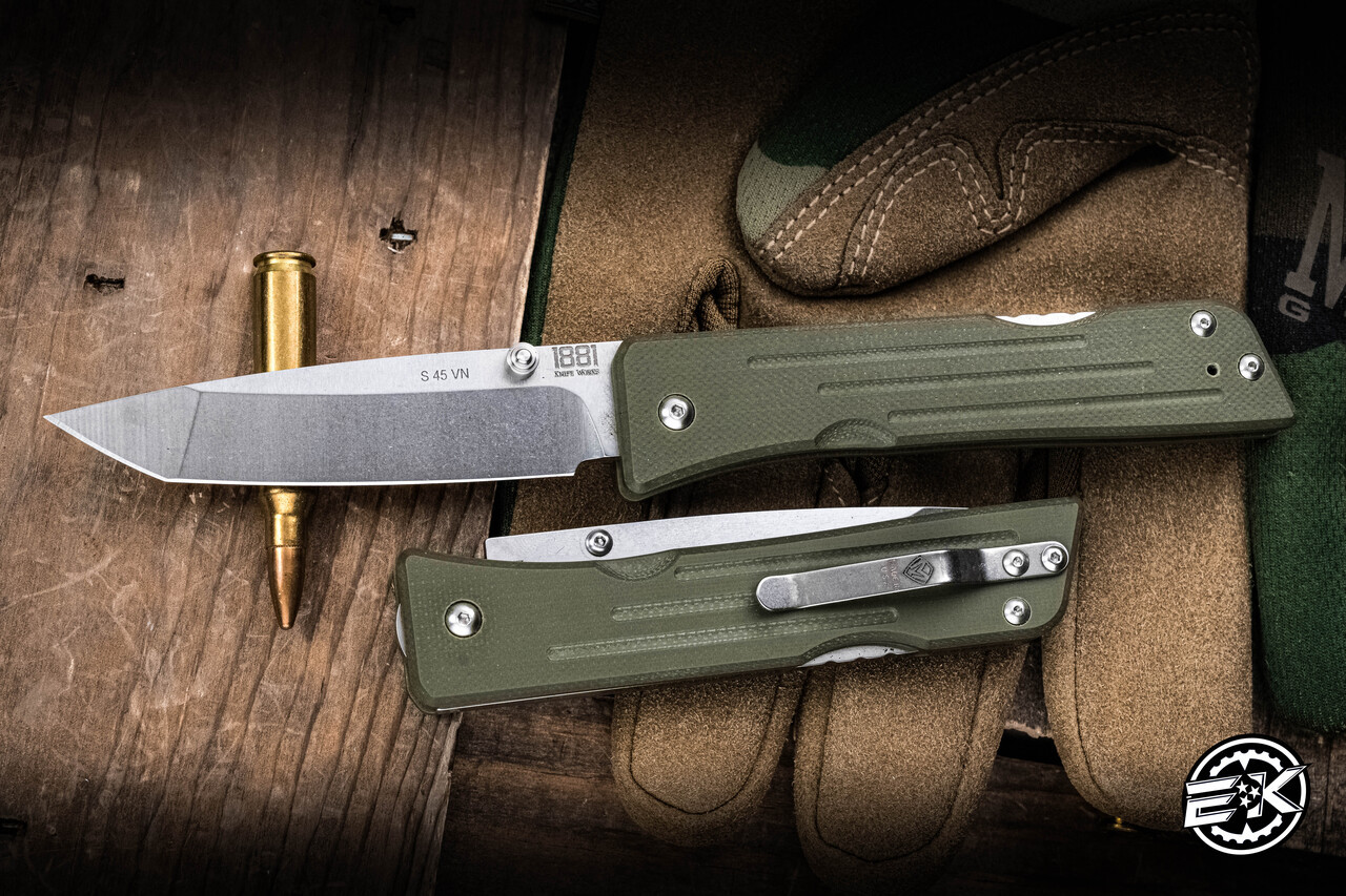 Medford 1881 Knife Works Route 66 Folding Knife OD Green G10 3.25
