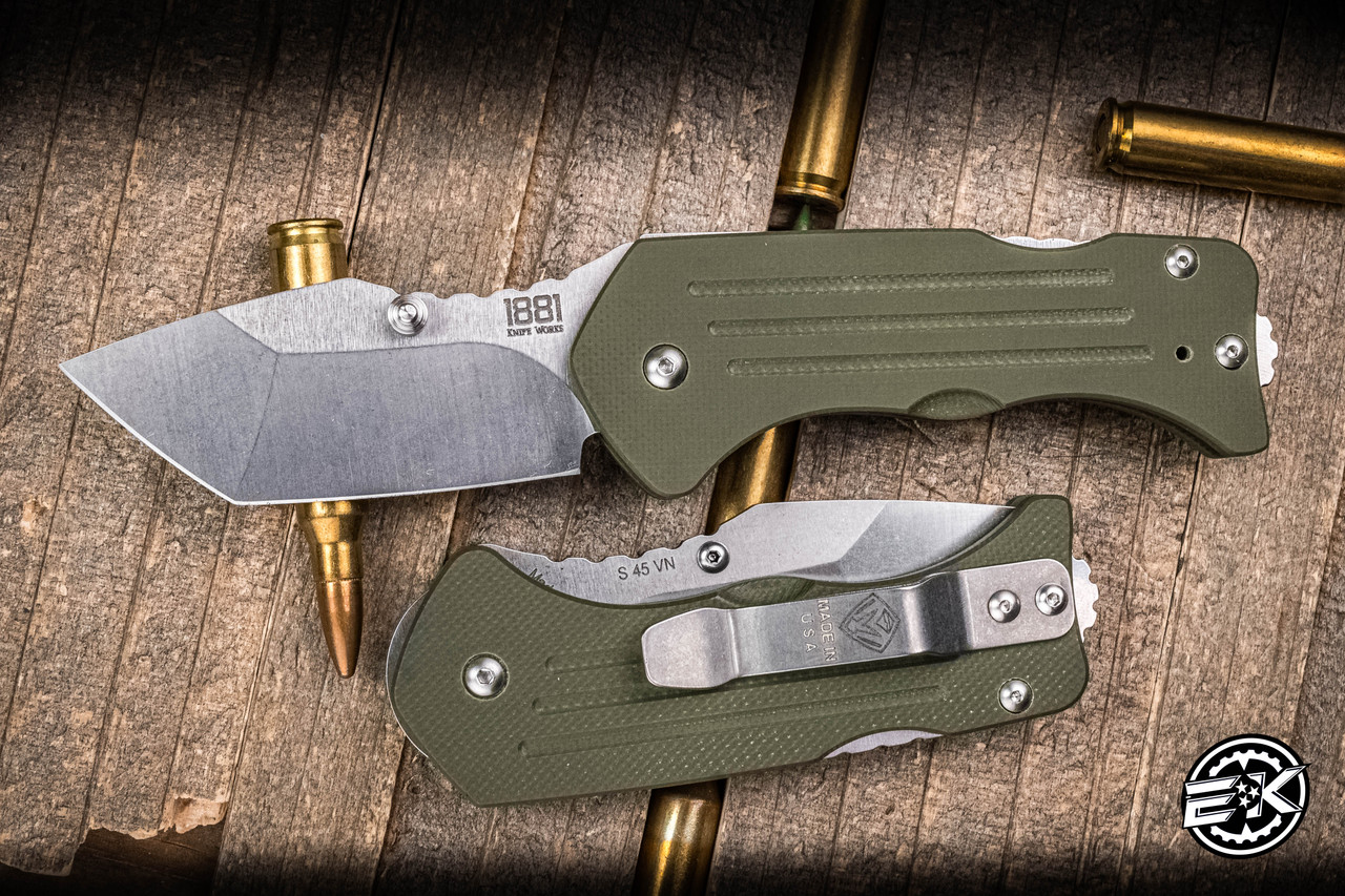 ゆーわ Medford 1881 Knife Works Lombard Folding Knife OD Green G10 3.45