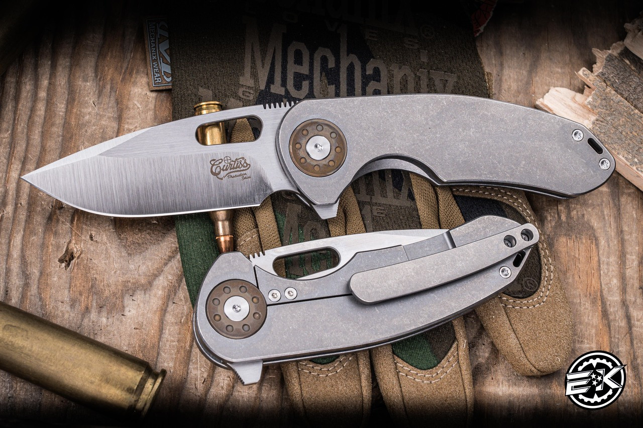 Curtiss Knives Production F3 Medium Slicer Flipper Titanium Bronze