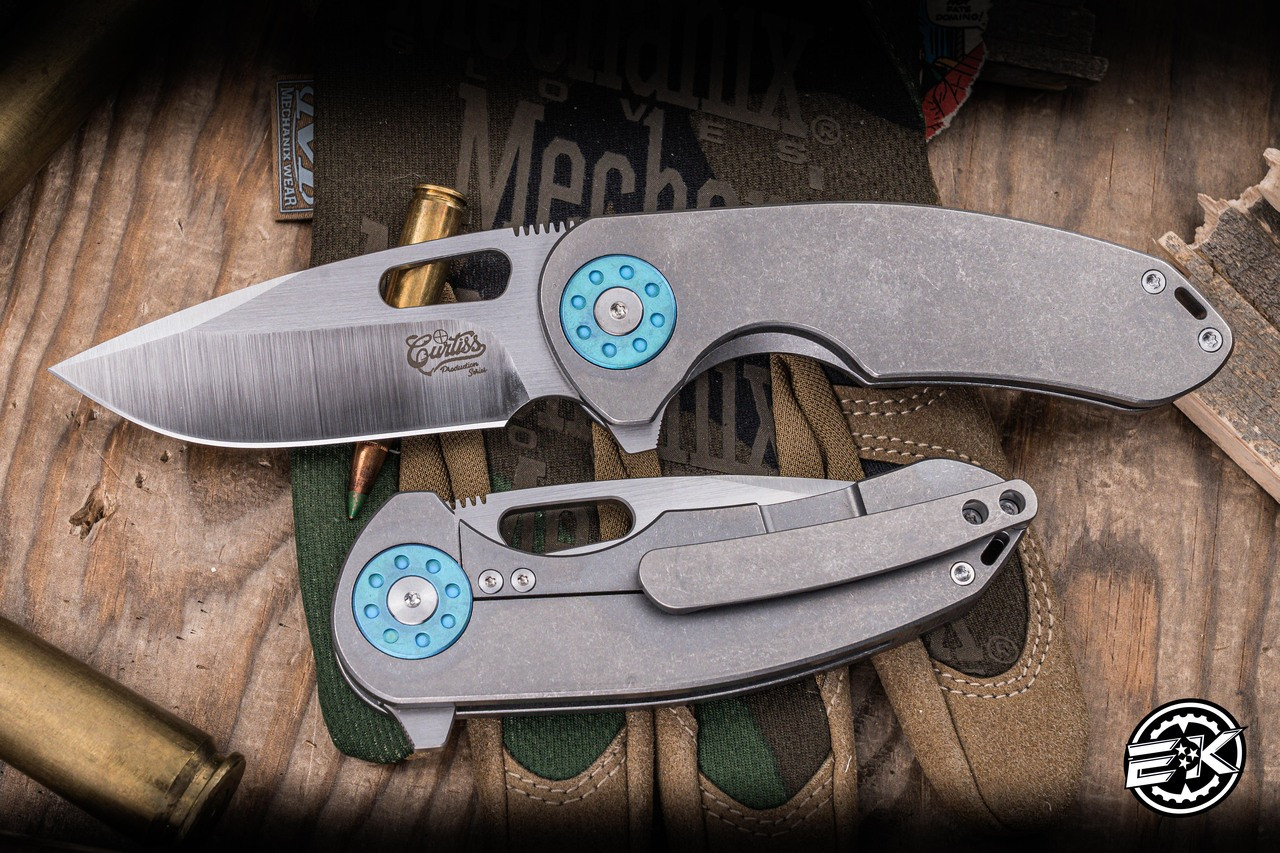 Curtiss Knives Production F3 Medium Slicer Flipper Titanium Teal