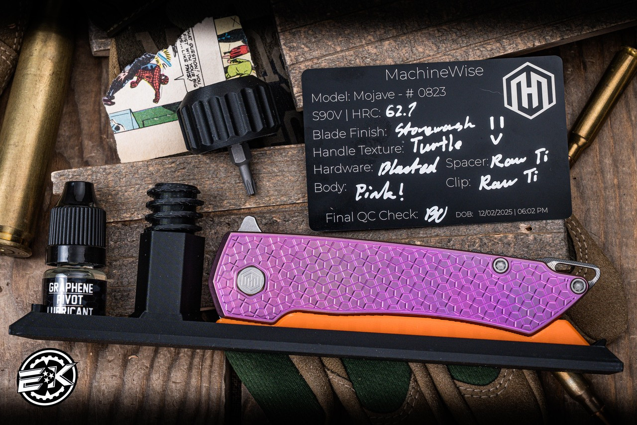 MachineWise Mojave Folding Knife Turtle Pink Titanium 3.45