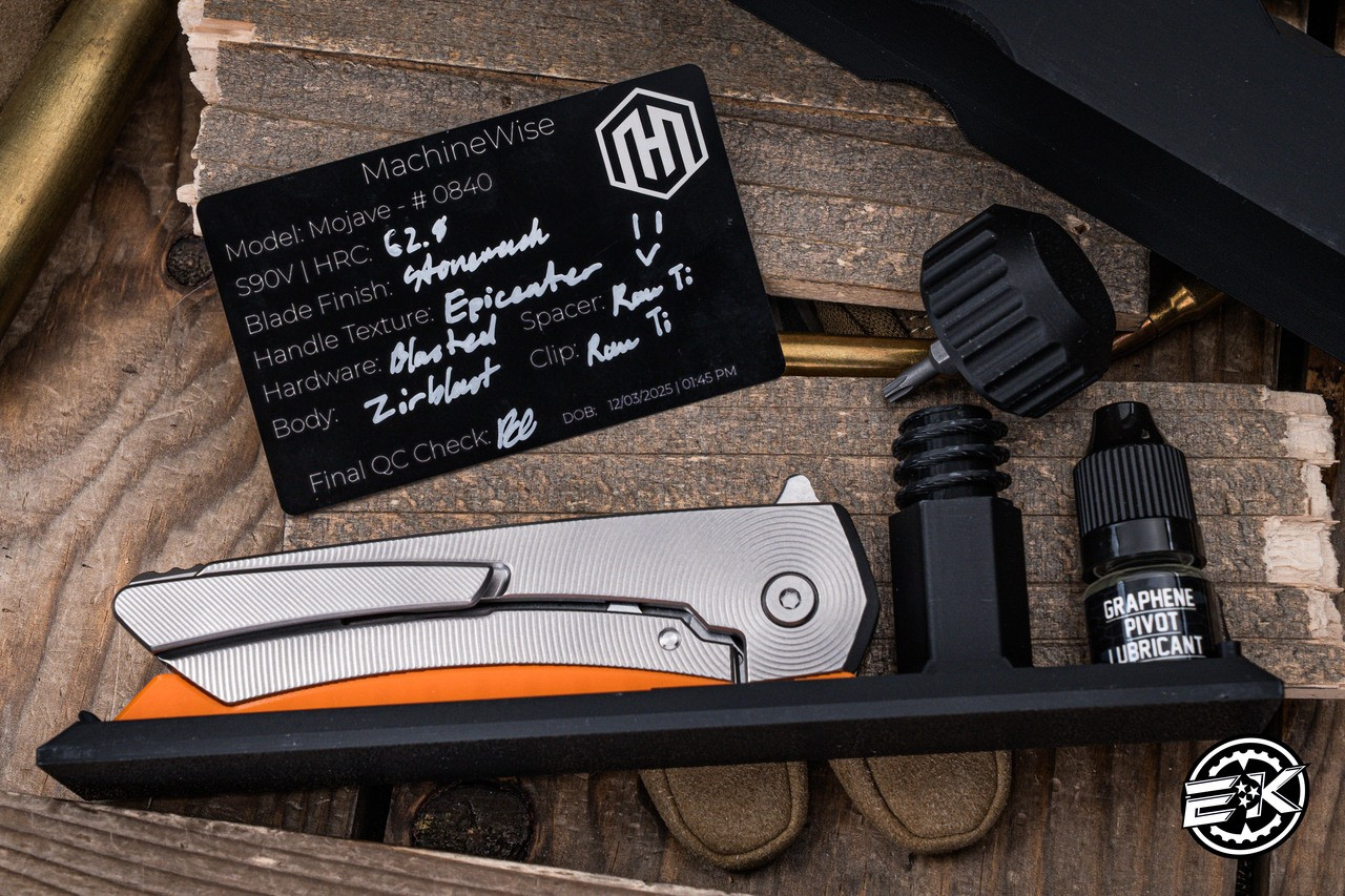 malive MachineWise Mojave Folding Knife Zirblast Texture Titanium 3.45