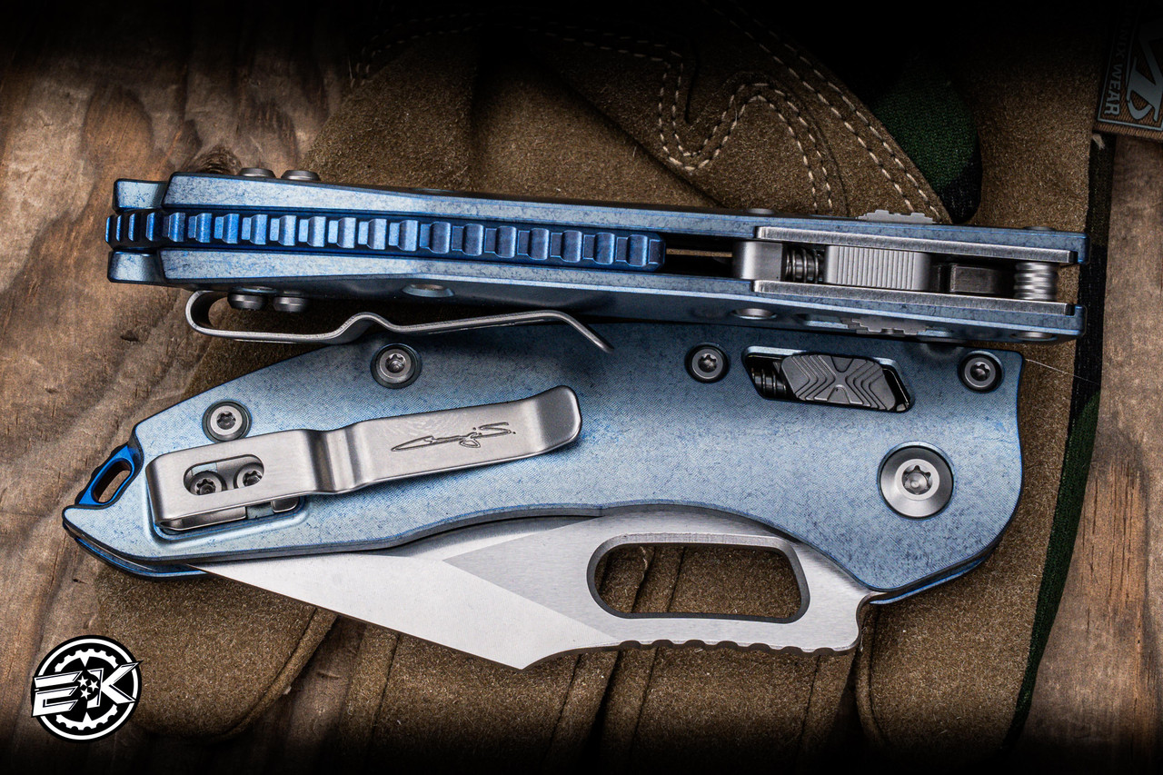 Microtech Marfione Select Stitch Ram-Lok Manual Titanium Blue 3.75