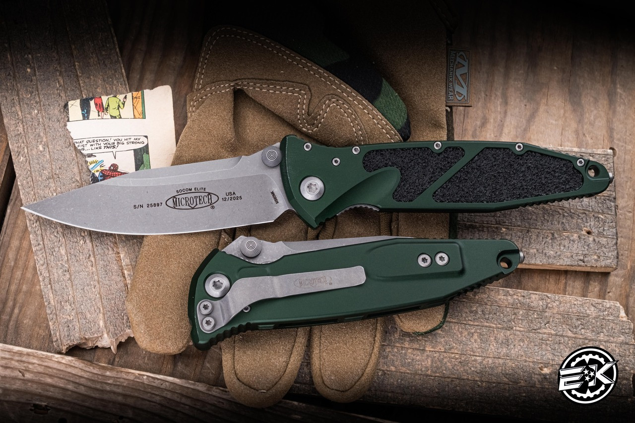 Microtech Socom Elite Manual Folding Knife Emerald Green 4