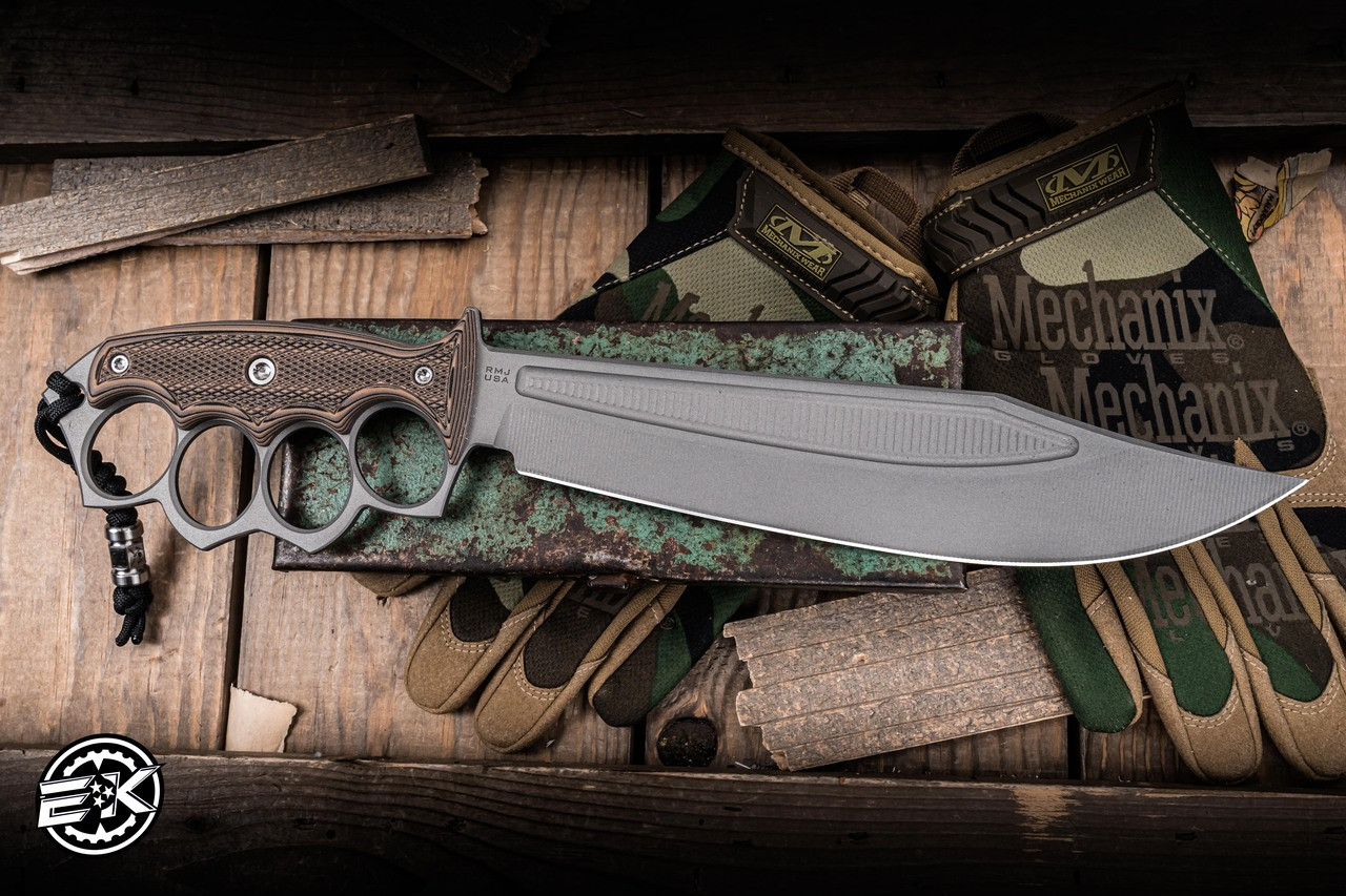 RMJ Tactical Marauder Trench Knife Hyena Brown G10 9.6