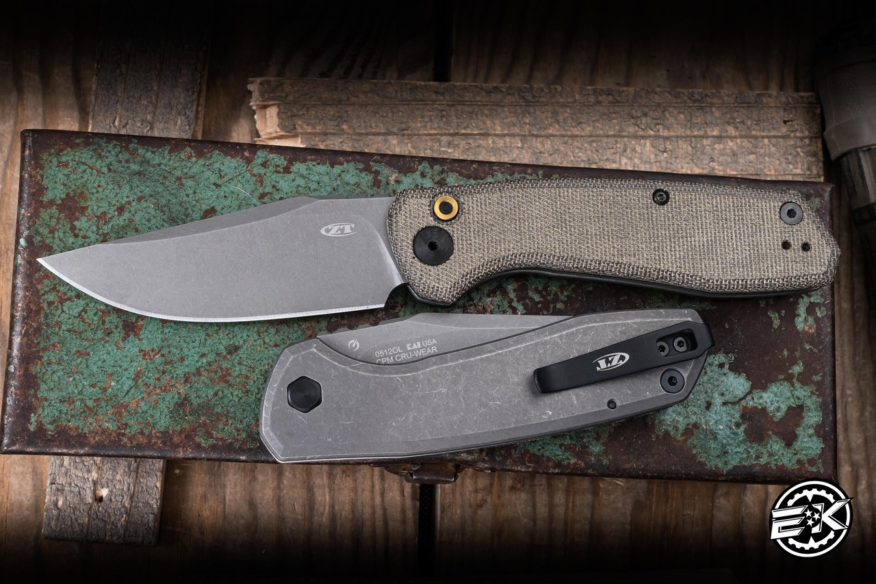 Zero Tolerance Automatic Folding Knife Olive Micarta Titanium 3.45