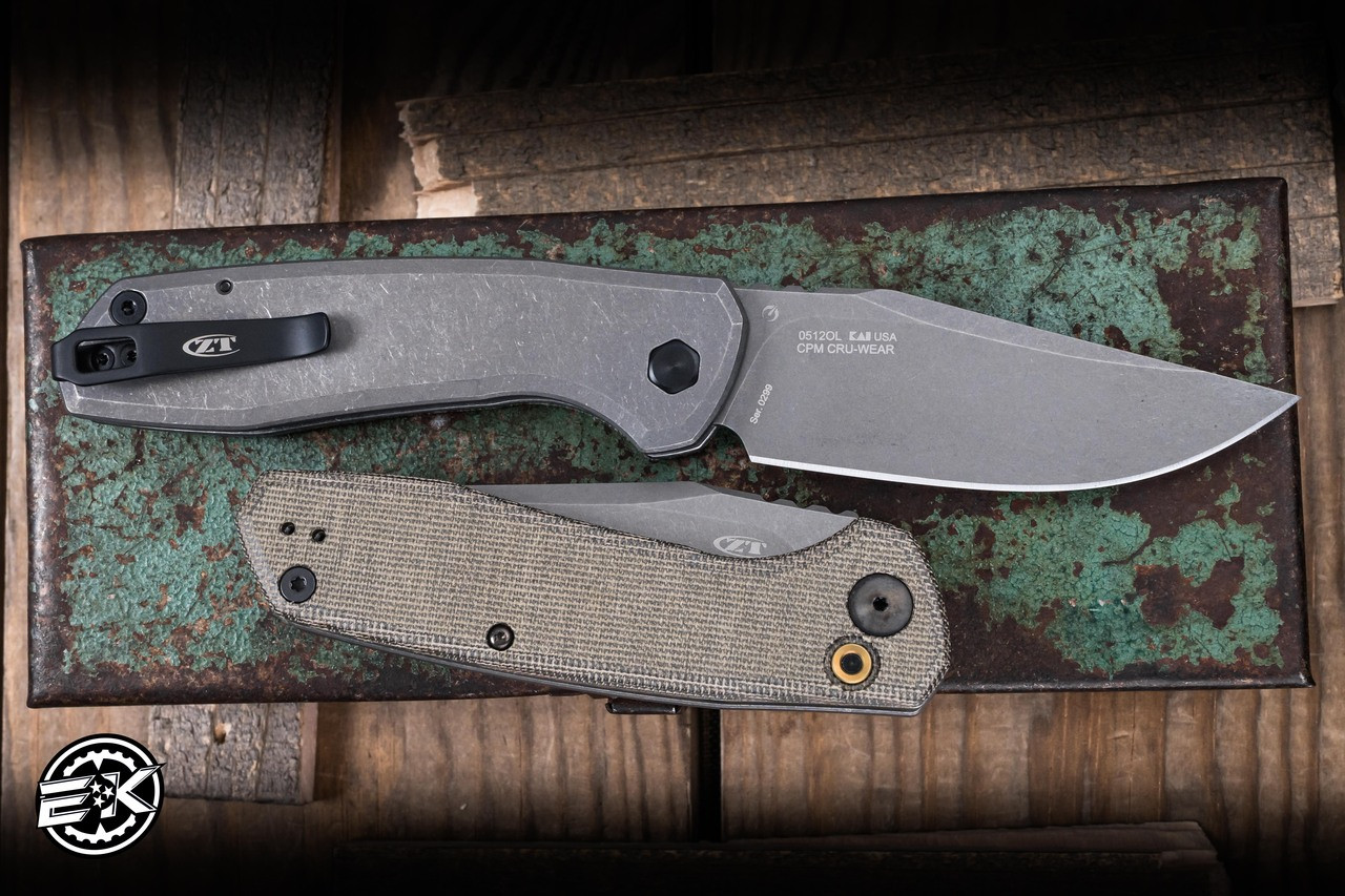 Zero Tolerance Automatic Folding Knife Olive Micarta Titanium 3.45