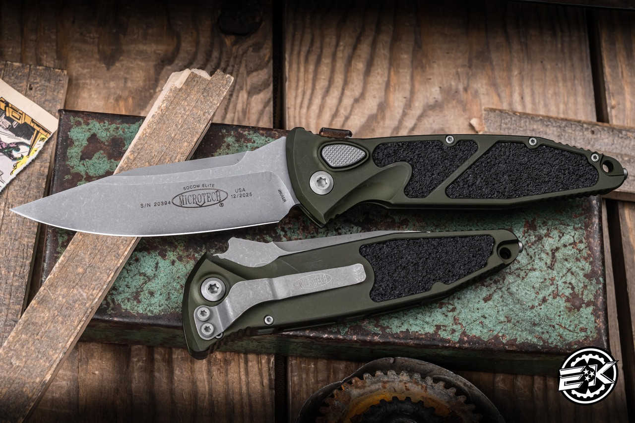 Microtech Socom Elite Automatic Folding Knife Woodland Green