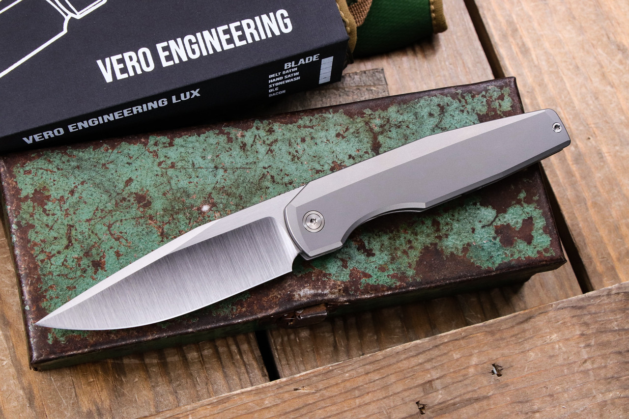 Vero Engineering Lux 2 Folding Knife Stonewash Titanium 3.78