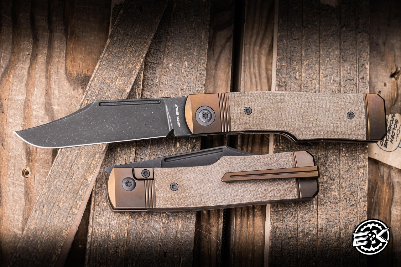 Jack Wolf Knives Gunslinger Jack Folding Knife Green Linen Micarta