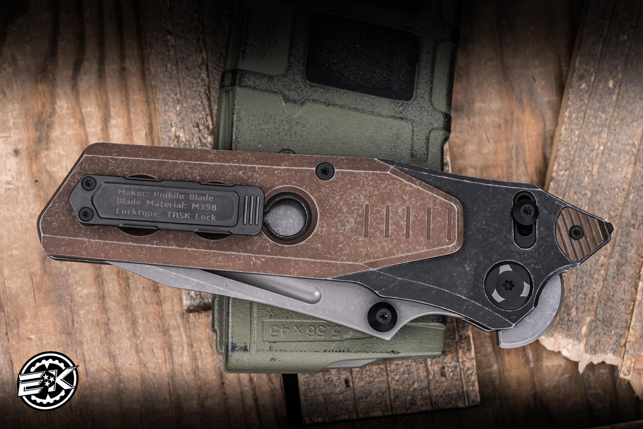 Poikilo Blade Cyberkuza S1 Folding Knife Rusty Tank Titanium 4.1
