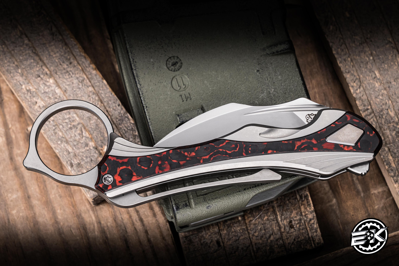 Poikilo Blade Thorny Devil Folding Knife Red Carbon Fiber/Titanium