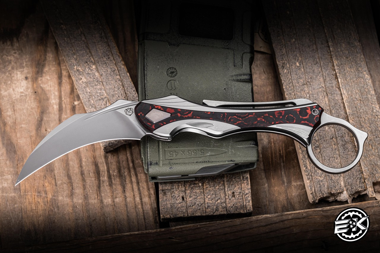 Poikilo Blade Thorny Devil Folding Knife Red Carbon Fiber/Titanium