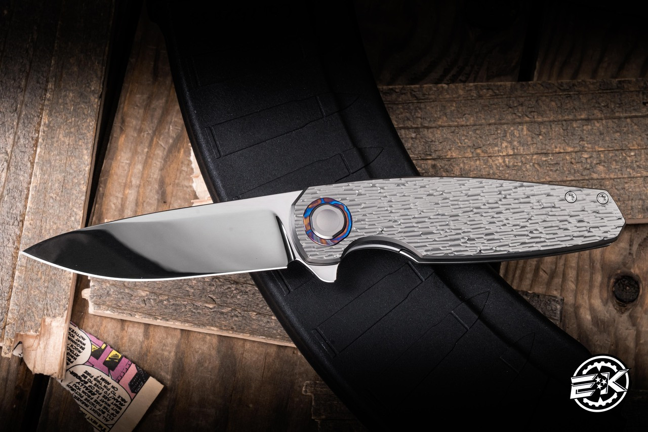 Holt Bladeworks Custom Morpheus Flipper Knife Blizzard Titanium