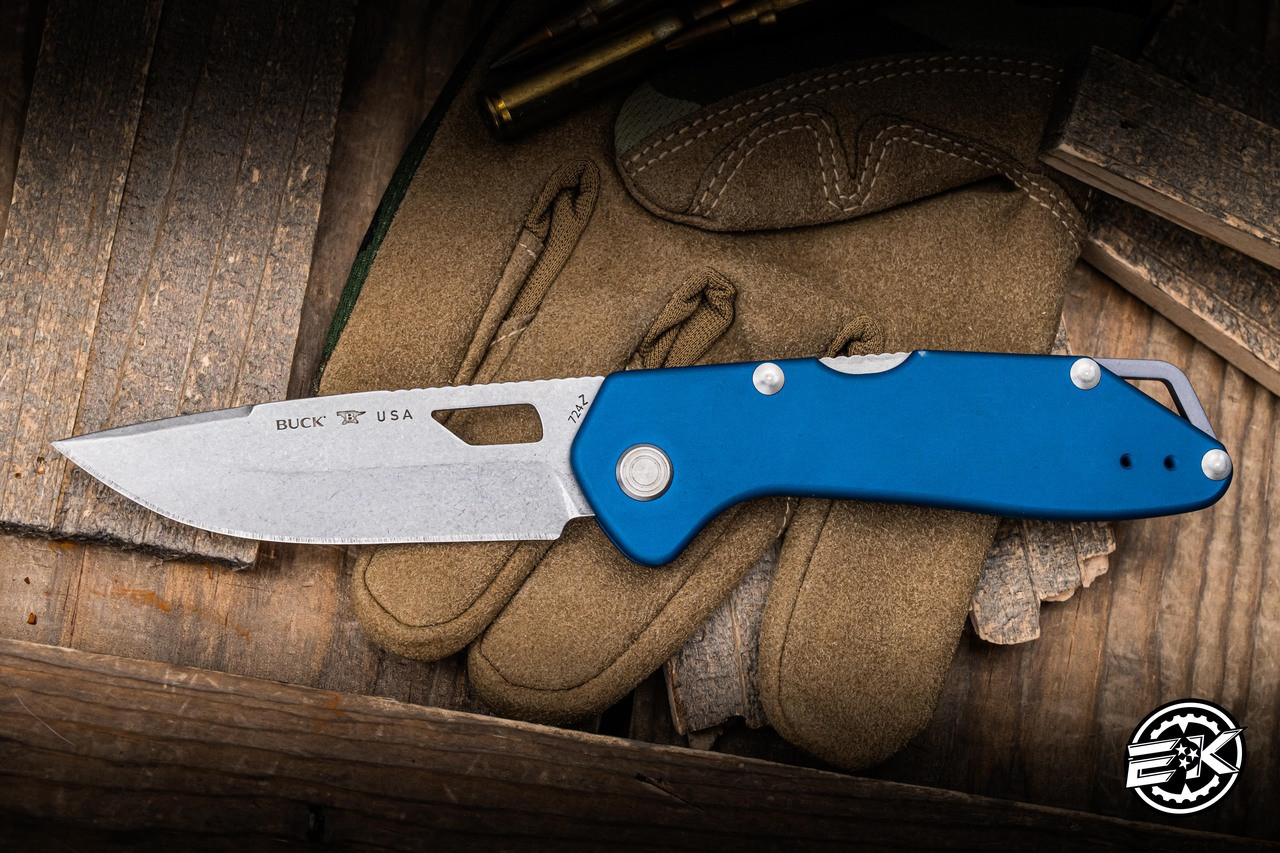 Buck 724 Mustang Blue Aluminum 3.25