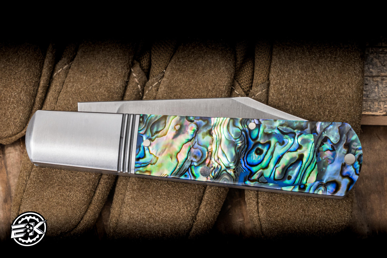Jack Wolf Knives Gateway Barlow V2 Folding Knife Abalone 2.98