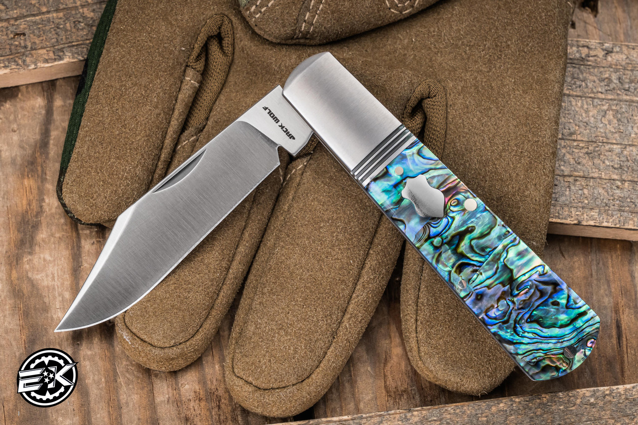 Jack Wolf Knives Gateway Barlow V2 Folding Knife Abalone 2.98