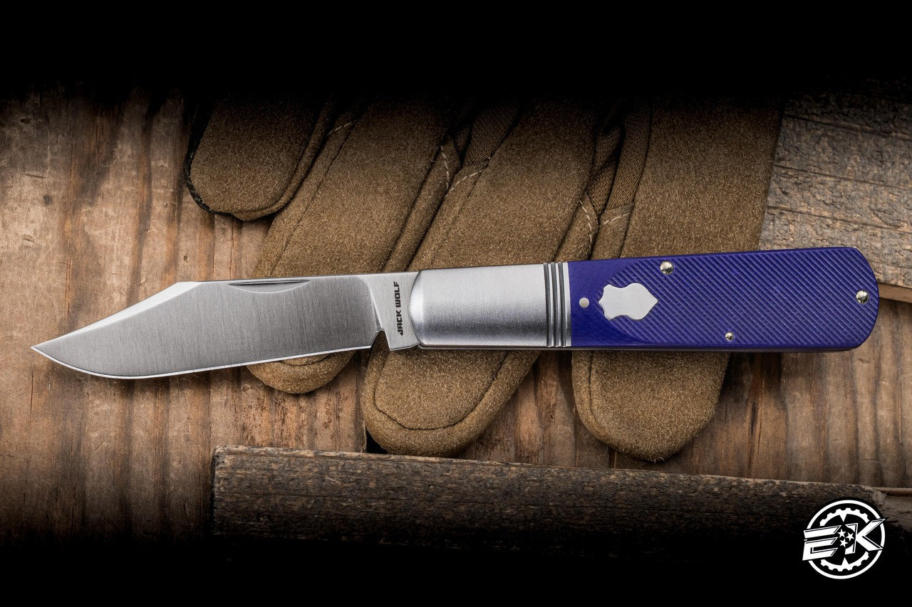 Jack Wolf Knives Gateway Barlow Folding Knife Purple G10 Sawcut