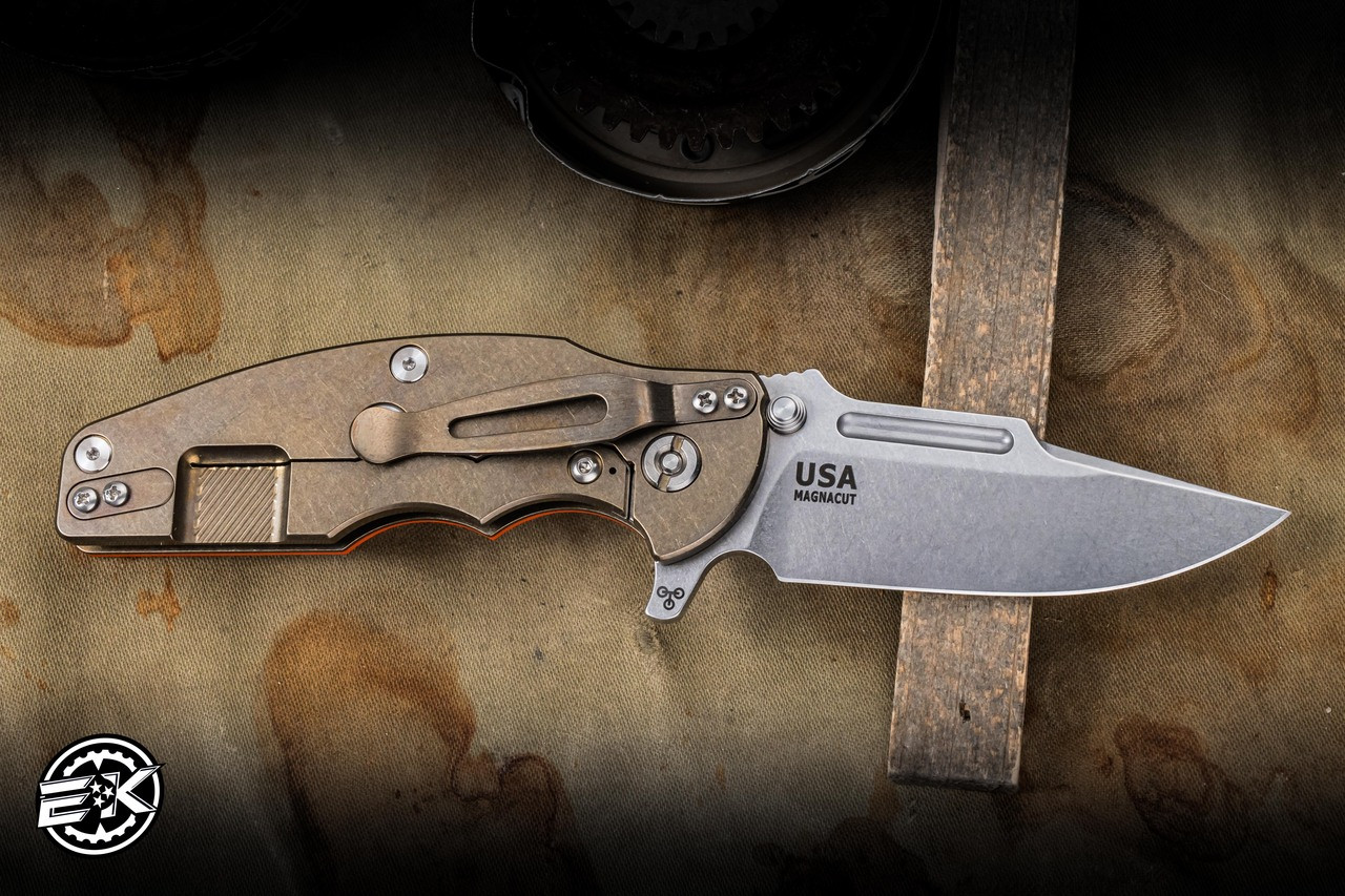 Rick Hinderer Knives Jurassic Orange G10 Bronze Stonewash 3.38