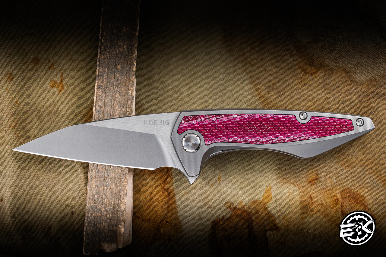 Koenig Knives Mini Goblin Flipper Titanium/Cherry Twill Inlay 3