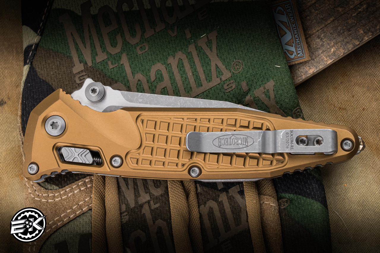 Microtech Socom Ram-Lok Tan Frag Aluminum 3.8