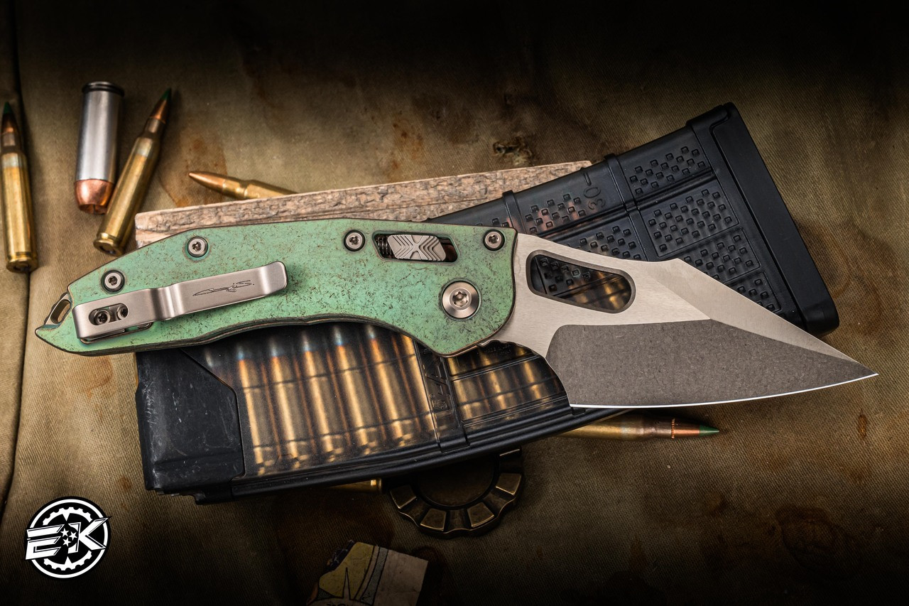 Microtech Marfione Select Stitch Ram-Lok Folding Knife Antique