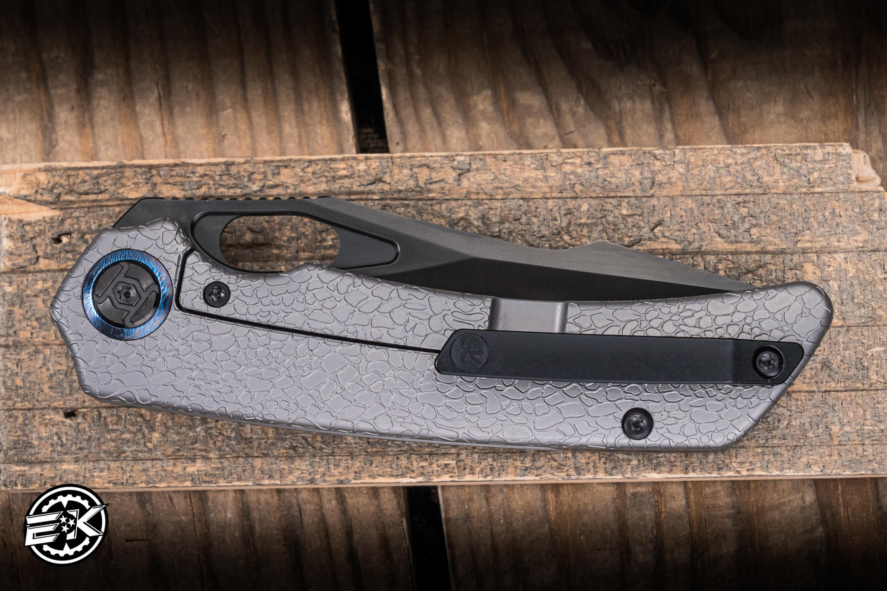 Kunwu Knives Jericho Honeydew Textured Titanium/Timascus Inlay 3.5