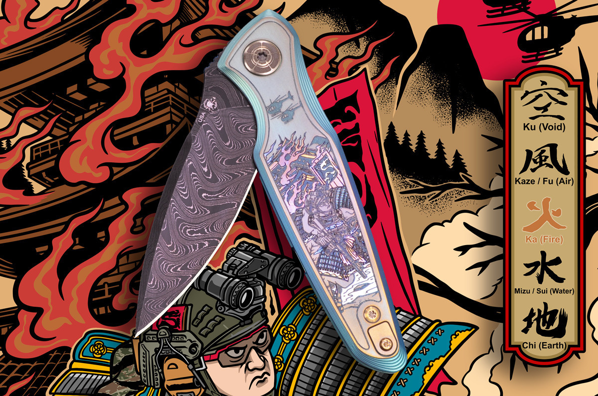 Spartan Blades Custom Tu Lam Ronin Fire Pandia Folding Knife