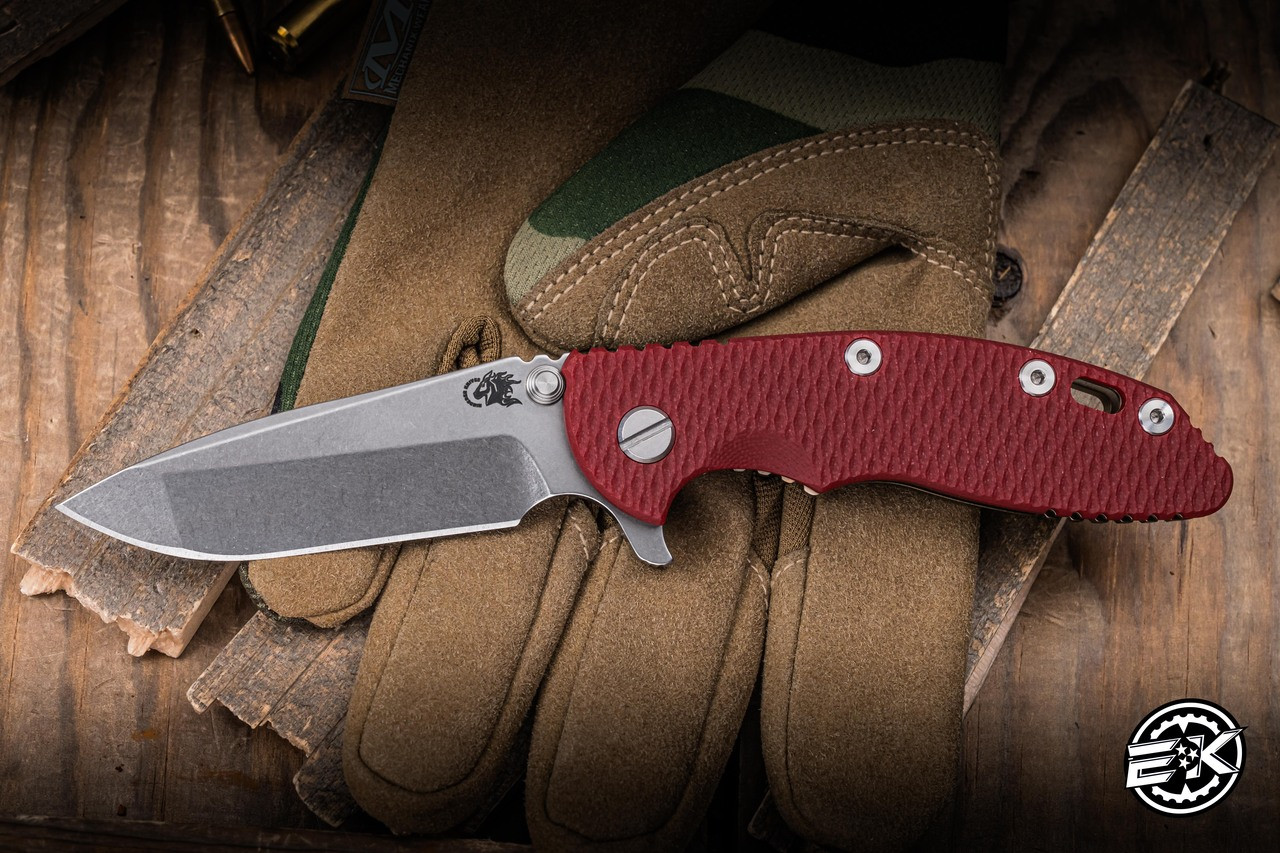Hinderer Knives XM-18 Non Flipper Knife Triway Red G10/Bronze