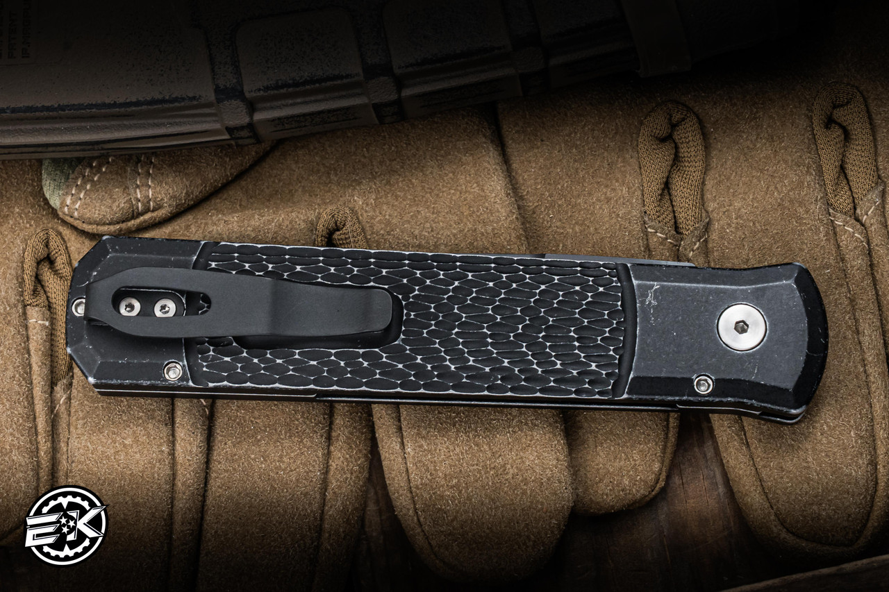 Left Handed-ProTech Godfather Automatic Knife Jigged Battleworn
