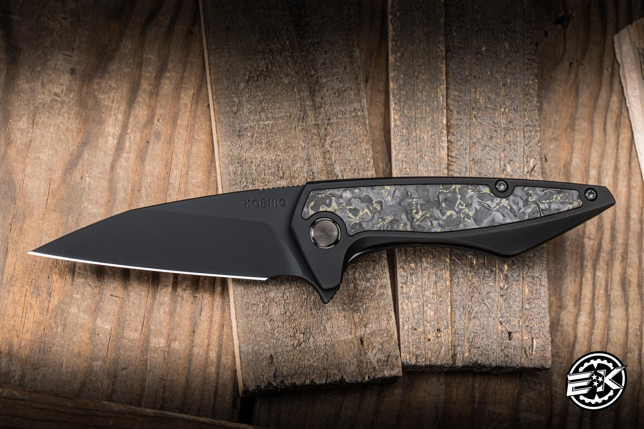 Koenig Knives Mini Goblin Flipper Olive Techno Carbon 3