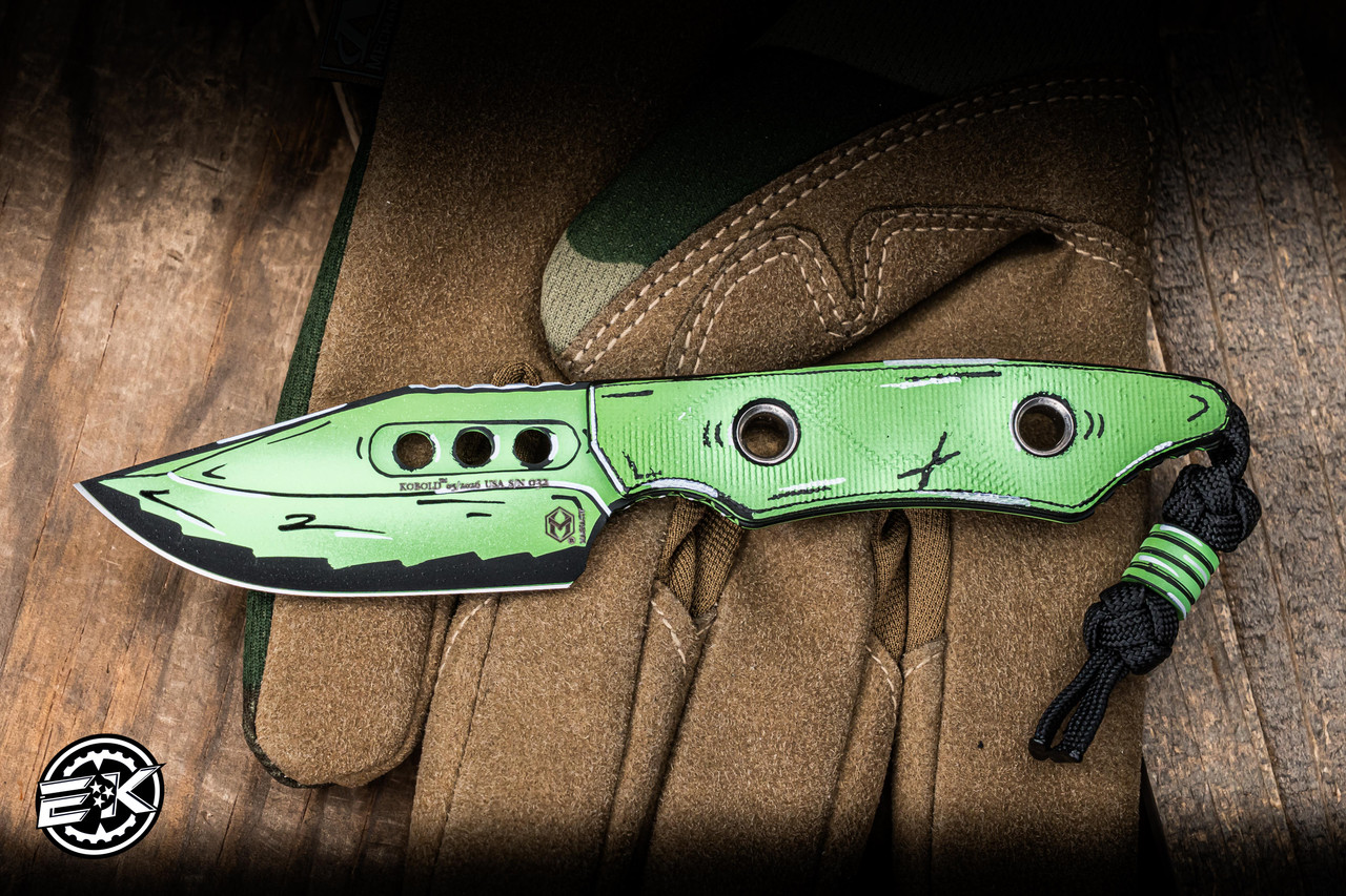 Heretic Knives Kobold Fixed Blade Knife Toxic Green Cel Shade 2.8