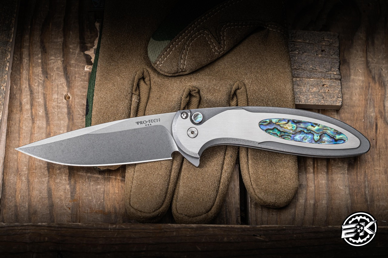 Preowned-ProTech Cambria Custom Flipper 17-4 Tumbled, MOP Inlay
