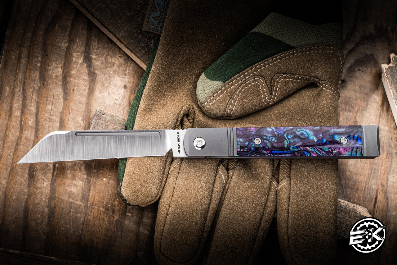 Jack Wolf Knives FeelBetter Jack Folding Knife Purple Abalone 3.38