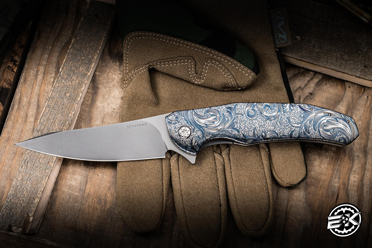 Herman Custom Knives Ishtar Eternal Garden Titanium 3.74