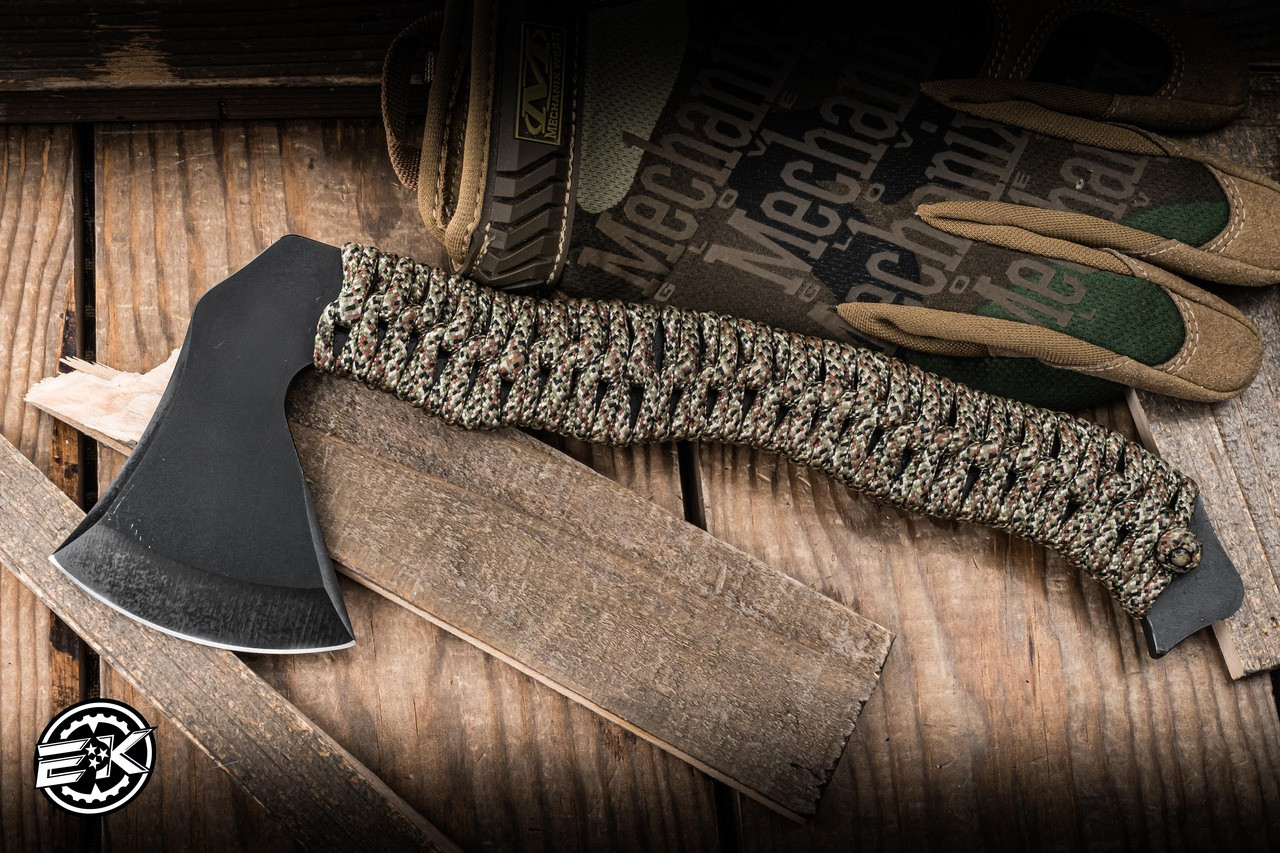Preowned-Achter Knives PDA Axe OD Green Cord Wrap 11.65
