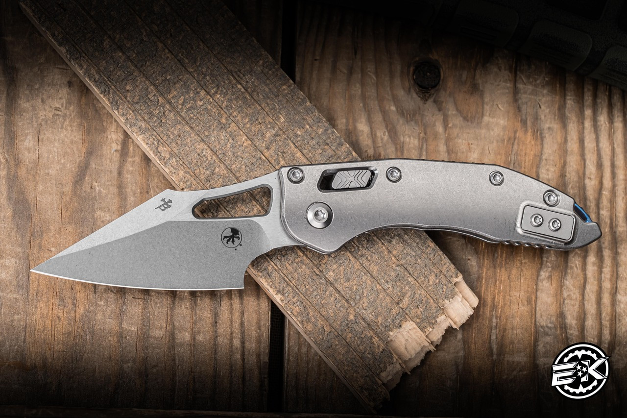 Microtech Marfione Select M-Stitch Ram-LOK Titanium, Blue Accent 3