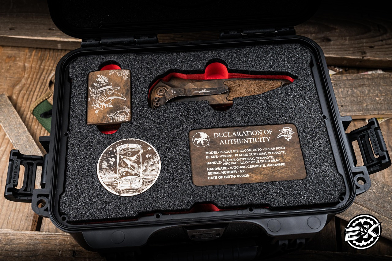 Microtech Socom Elite Auto Set Plague Outbreak Aluminum Leather