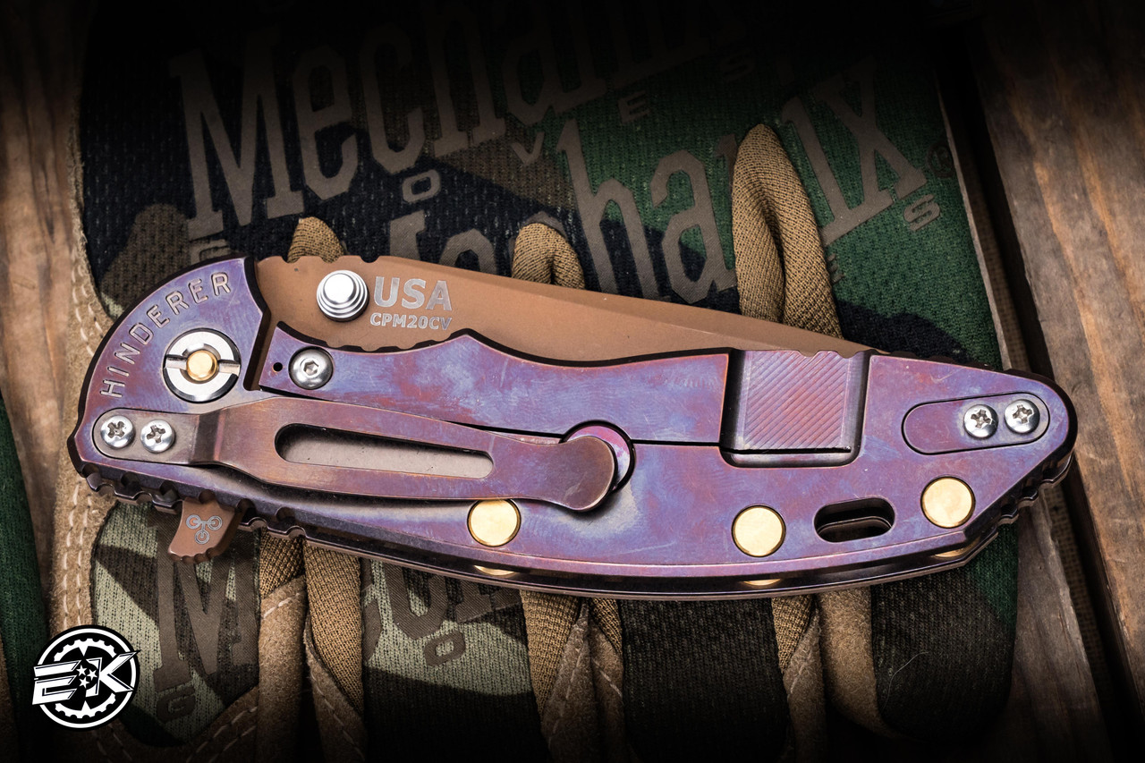 Hinderer Knives XM-18 Flipper FDE G10/Purple Titanium 3.5