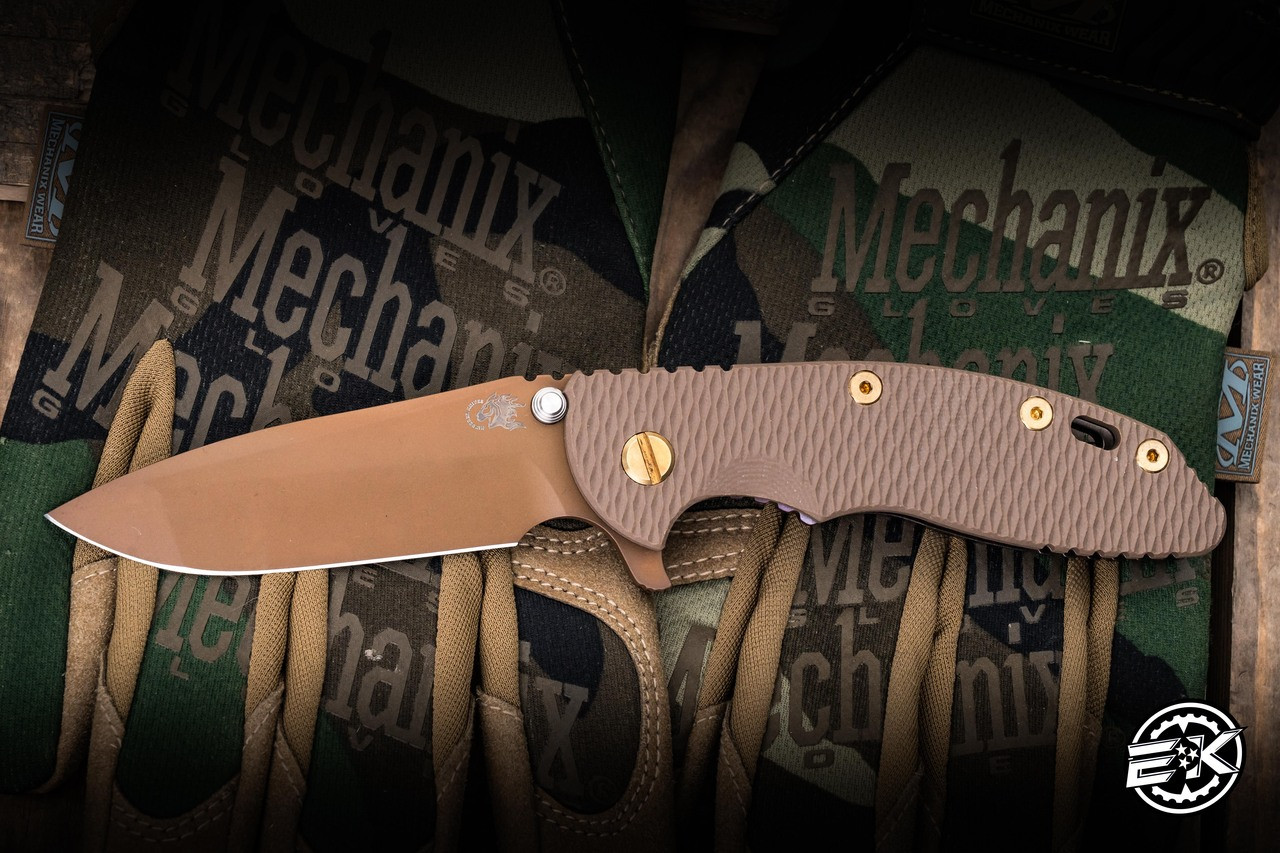 Hinderer Knives XM-18 Flipper FDE G10/Purple Titanium 3.5