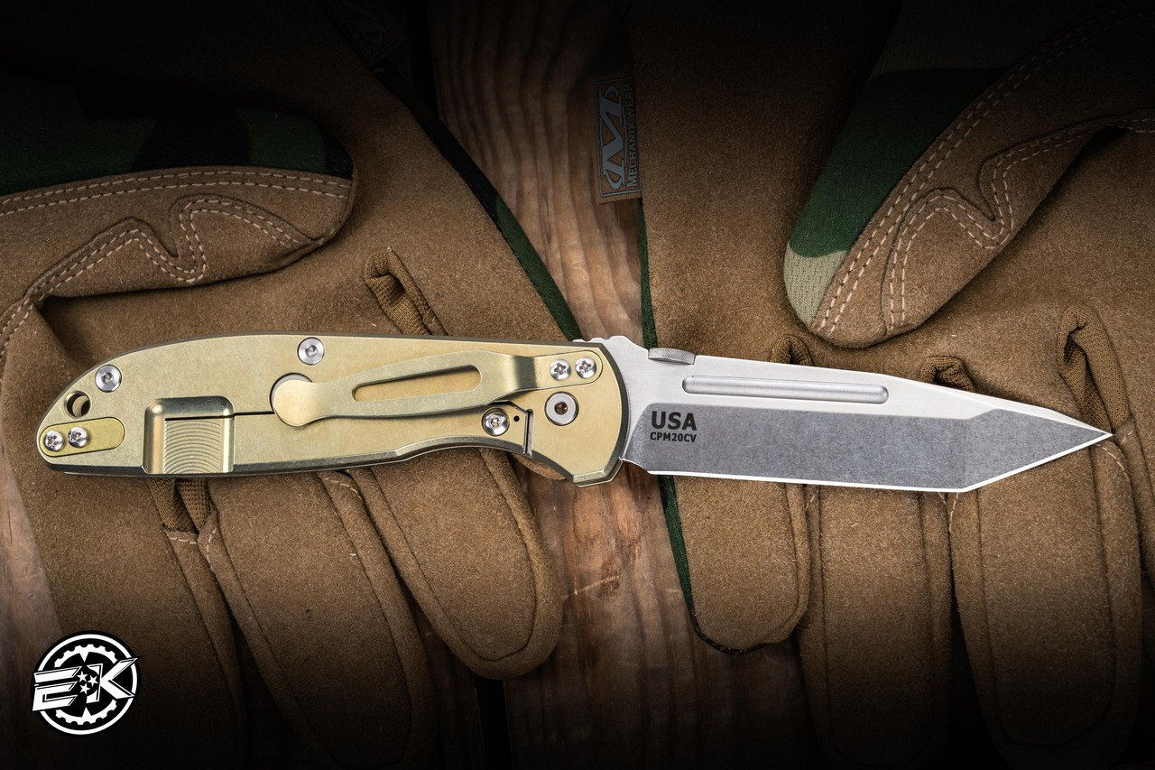 Rick Hinderer Knives FireTac Stonewash Gold Titanium 3.6